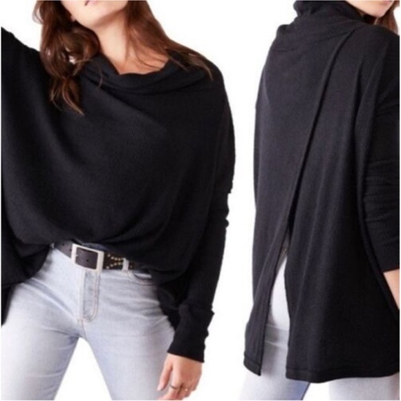 $88 Free People NWT Juicy Long Sleeve Tunic/Thermal Black - Picture 2 of 3